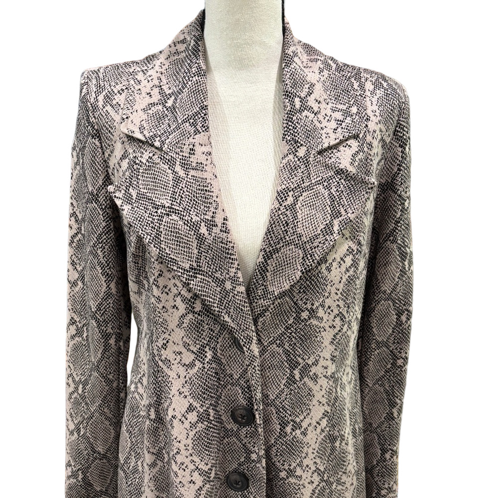 CAbi 4114 King Cobra Snake Print Ponte Knit Beige Black Fashion Coat, Size Med - Picture 3 of 10